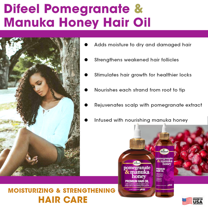 Difeel Pomegranate & Manuka Honey Premium Hair Oil 7.1 oz.