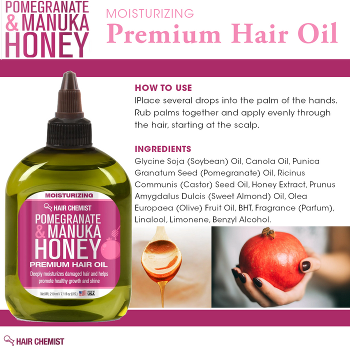 Hair Chemist Pomegranate & Manuka Honey Moisturizing Premium Hair Oil 7.1 oz.