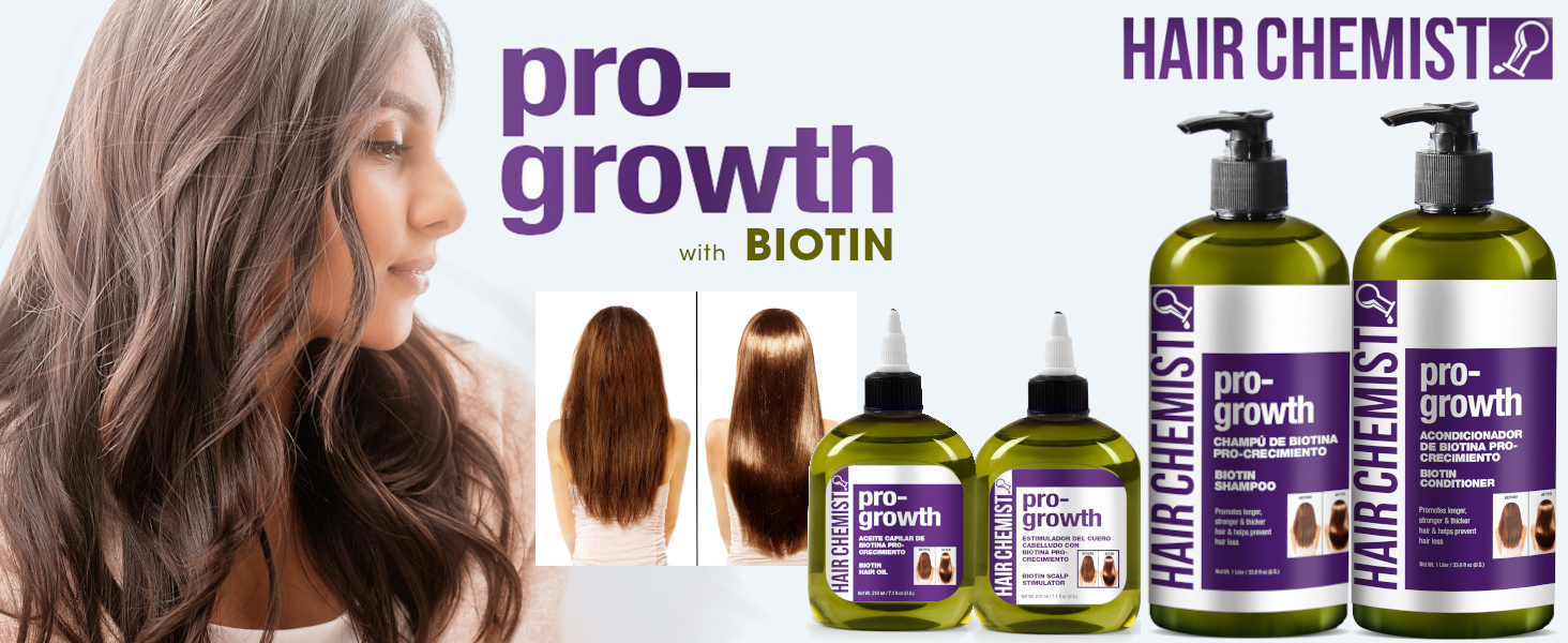 Hair Chemist Pro-Growth Shampoo & Conditioner Set with Biotin - Includes 33.8oz Shampoo & 33.8oz Conditioner