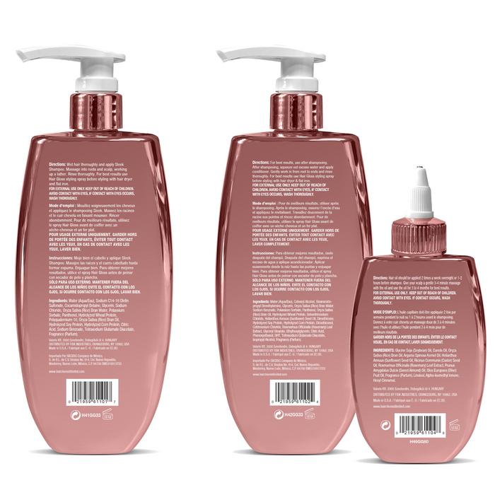 Hair Chemist Hair Gloss Liquid Glass 3-PC Shine & Protect Set - Includes 33.8oz Shampoo, 33.8oz Conditioner & 8oz Hair Oil Set (3-PC SET)