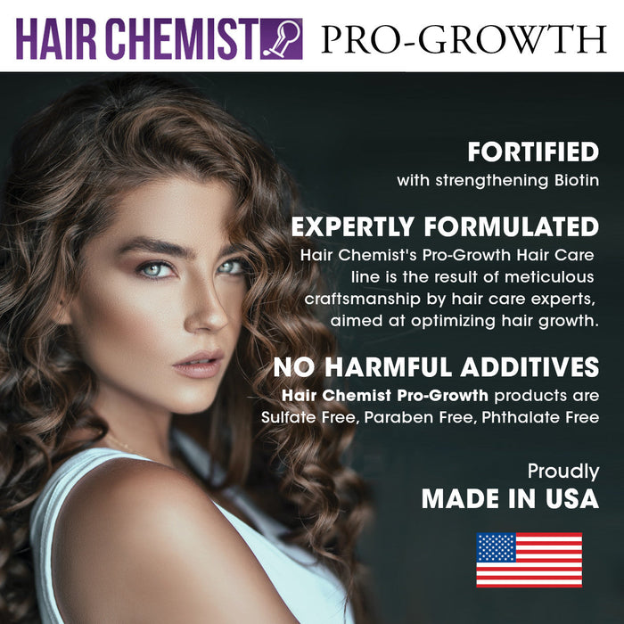 Hair Chemist Pro-Growth with Biotin Shampoo, Conditioner & Hair OIl Set- Includes 33.8oz Shampoo, 33.8oz Conditioner, 7.1oz Scalp Stimulator AND 7.1oz Hair Oil