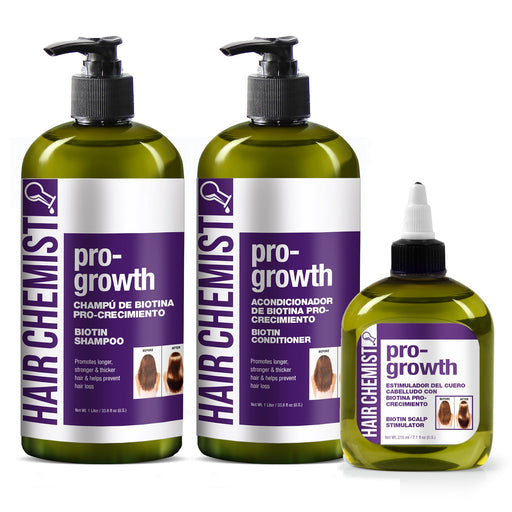 Hair Chemist Pro-Growth with Biotin Shampoo, Conditioner & Scalp Stimulator Set - Includes 33.8oz Shampoo, 33.8oz Conditioner & 7.1oz Scalp Stimulator