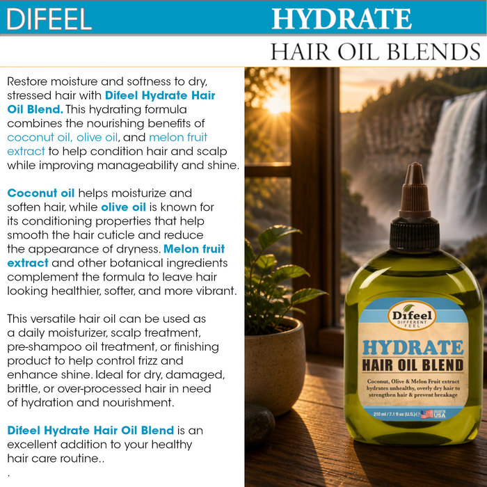 Difeel Hydrate Hair Oil Blend 7.1 Ounce (PACK OF 4)