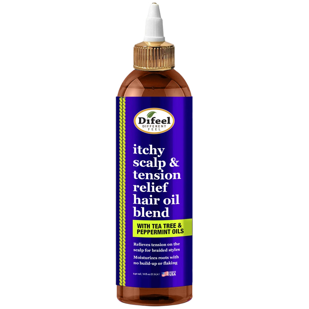 Difeel Itchy Scalp & Tension Relief Hair Oil Blend with Tea Tree & Peppermint Oils for Braided Styles 8 oz.