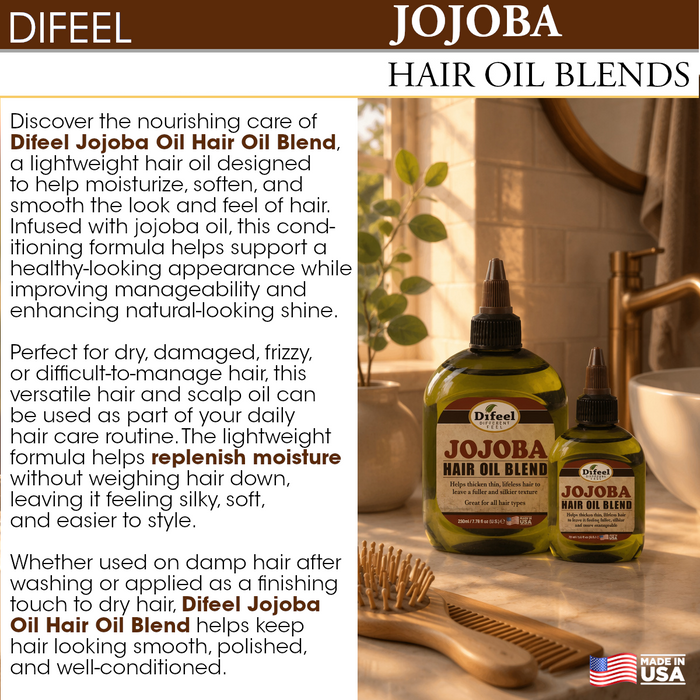 Difeel Mega Care Jojoba Oil Hair Oil Blend 1.4 oz. (PACK OF 2)