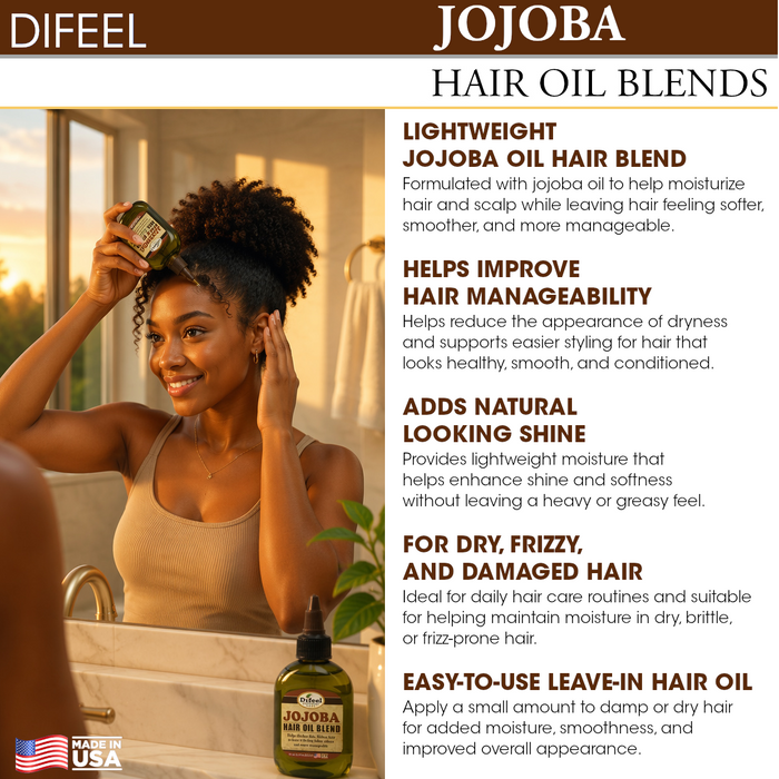 Difeel Mega Care Jojoba Oil Hair Oil Blend 1.4 oz. (PACK OF 2)