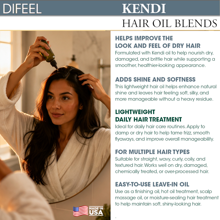 Difeel Kendi Hair Oil Blend for Damaged Hair - Travel Size 2.5 oz. (PACK OF 2)