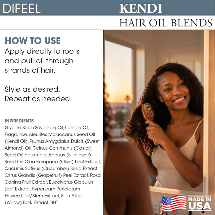 Difeel Kendi Hair Oil Blend for Damaged Hair - Travel Size 2.5 oz.