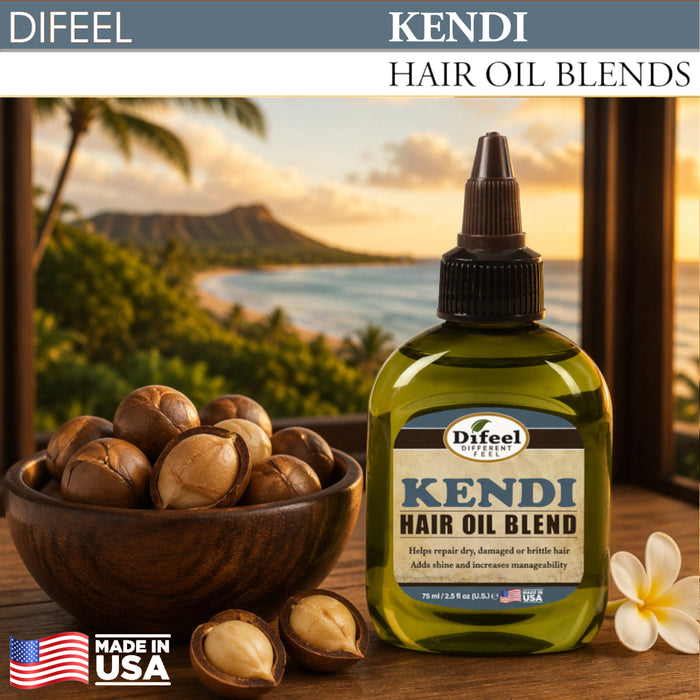 Difeel Kendi Hair Oil Blend for Damaged Hair - Travel Size 2.5 oz. (PACK OF 2)