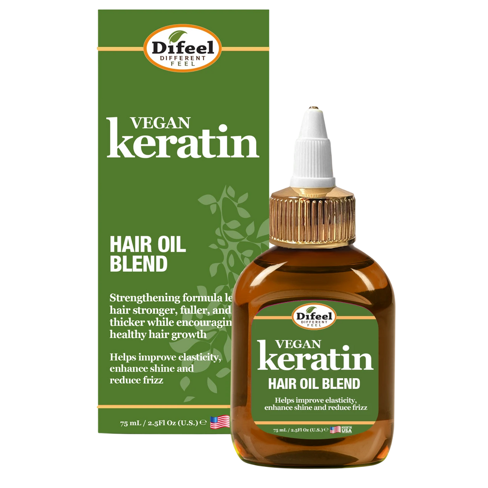 Difeel Vegan Keratin Hair Oil Blend - Anti Frizz & Shine - Travel Size 2.5 oz.