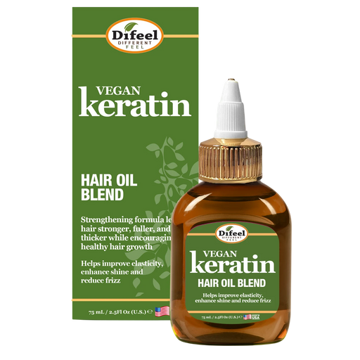 Difeel Vegan Keratin Hair Oil Blend - Anti Frizz & Shine - Travel Size 2.5 oz.