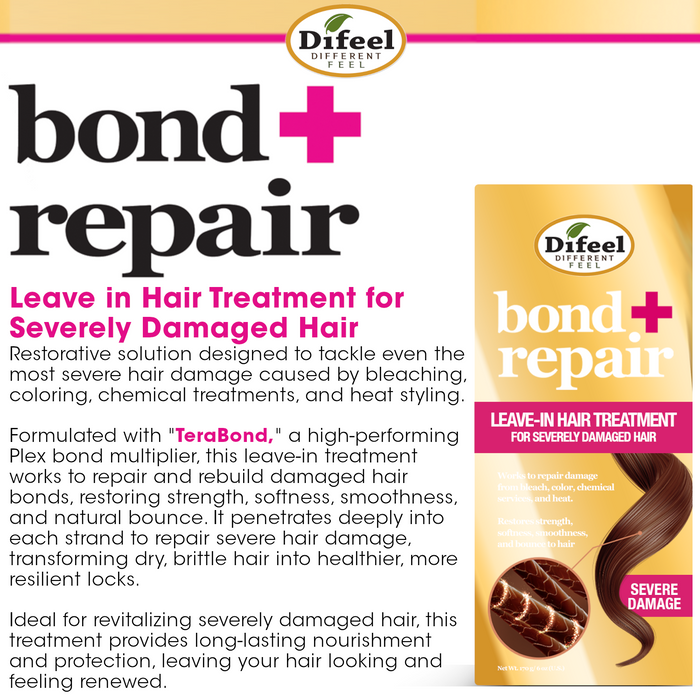 Difeel Bond & Repair Leave in Hair Treatment for Severely Damaged Hair 6 oz.