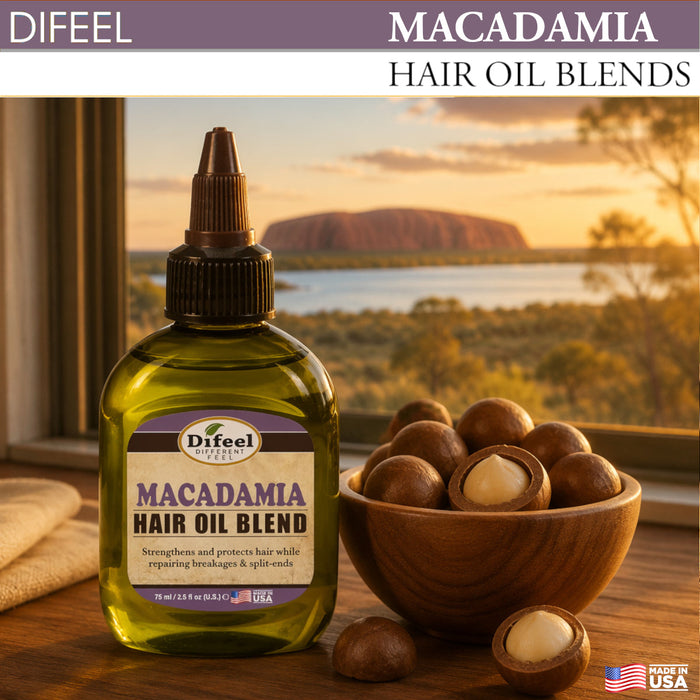 Difeel Macadamia Hair Oil Blend - Travel Size 2.5 oz.