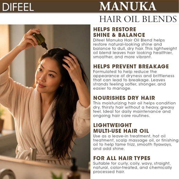 Difeel Manuka Hair Oil Blend - Travel Size 2.5 oz. (PACK OF 2)