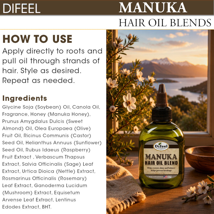 Difeel Manuka Hair Oil Blend - Travel Size 2.5 oz. (PACK OF 2)