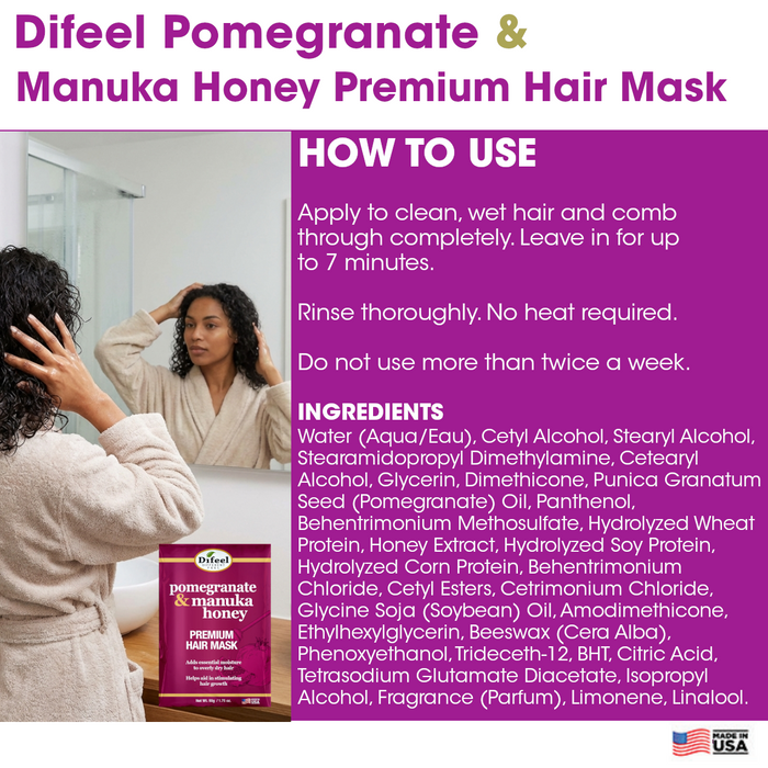 Difeel Pomegranate & Manuka Honey Premium Hair Mask Packet 1.75 oz.
