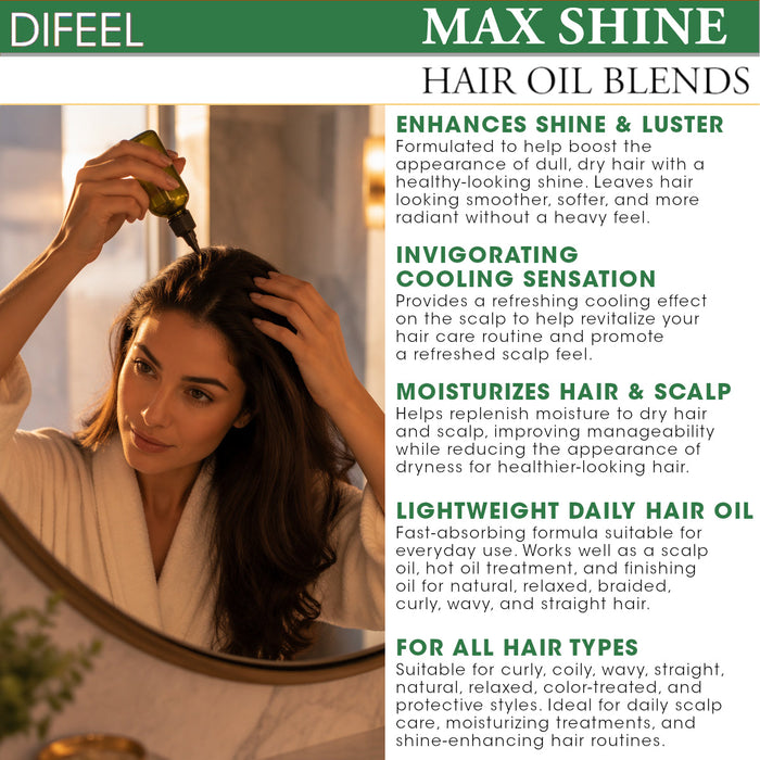 Difeel Max Shine Hair Oil Blend 7.1 oz. (PACK OF 4)