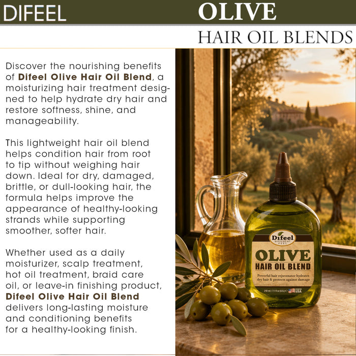 Difeel Olive Hair Oil Blend - Travel Size 2.5 oz.