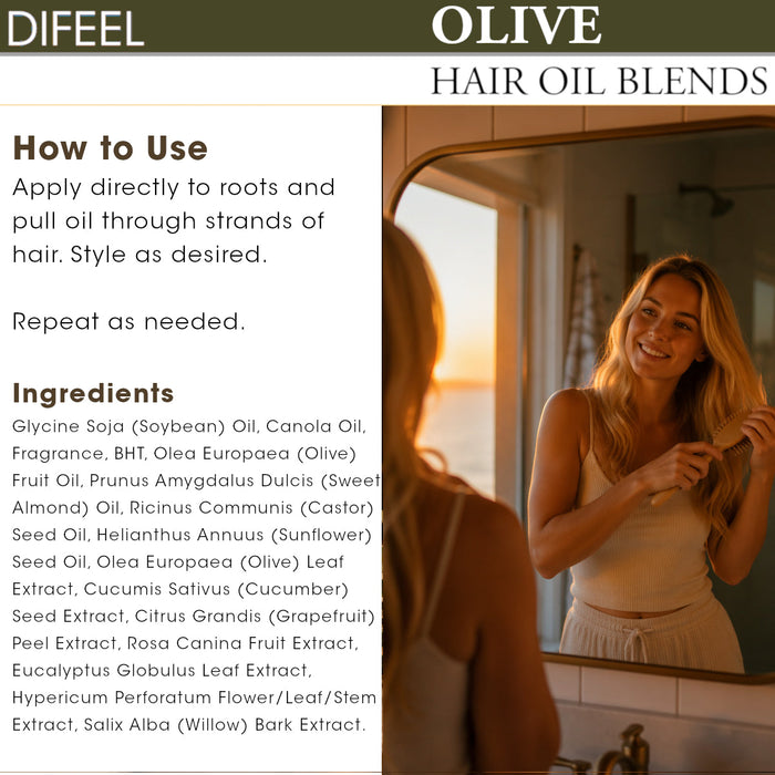 Difeel Olive Hair Oil Blend - Travel Size 2.5 oz.