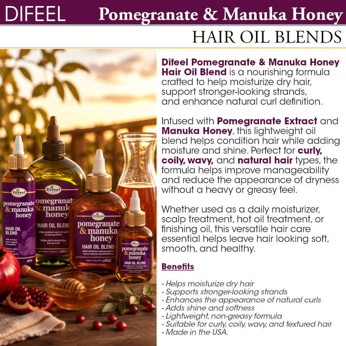 Difeel Elevated Pomegranate & Manuka Honey Hair Oil Blend - Travel Size 2.5 oz.