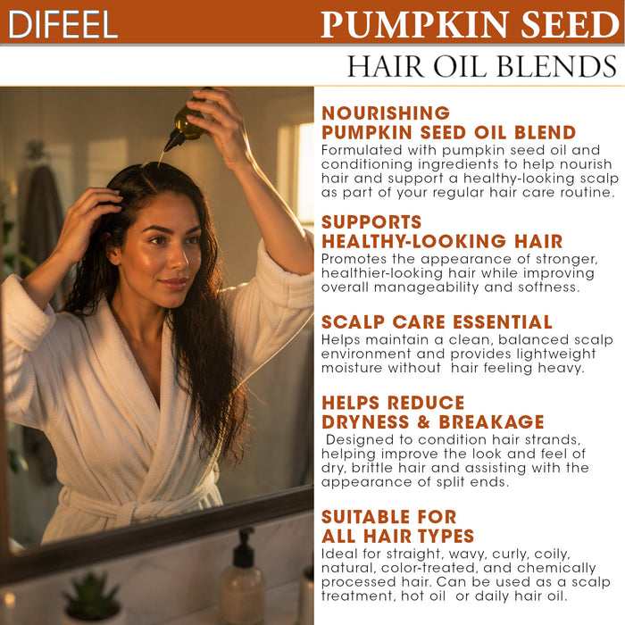 Difeel Pumpkin Seed Hair Oil Blend - Travel Size 2.5 oz.