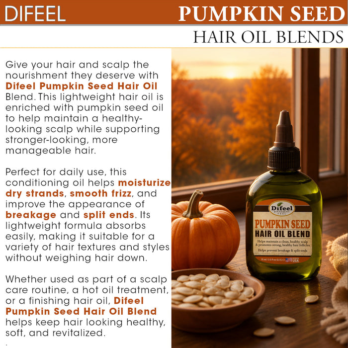 Difeel Pumpkin Seed Hair Oil Blend - Travel Size 2.5 oz.