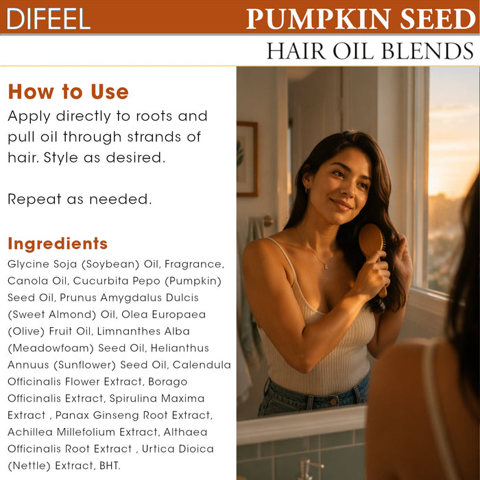 Difeel Pumpkin Seed Hair Oil Blend - Travel Size 2.5 oz. (PACK OF 2)