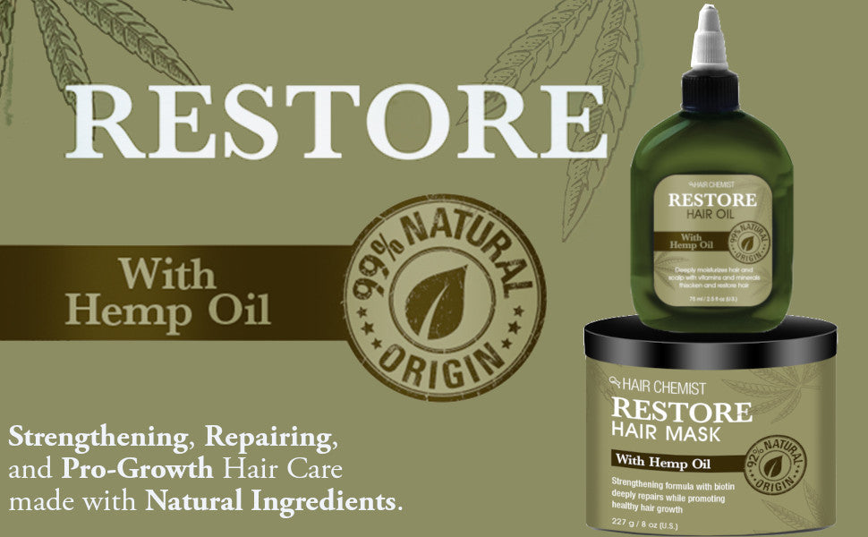 Hair Chemist Solutions Restore with Hemp Oil Hair Mask 1 oz. with Bonus Hair Oil Packet