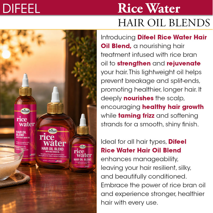 Difeel Rice Water Hair Oil Blend - Travel Size 2.5 oz.