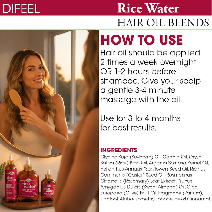 Difeel Rice Water Hair Oil Blend 8 oz.