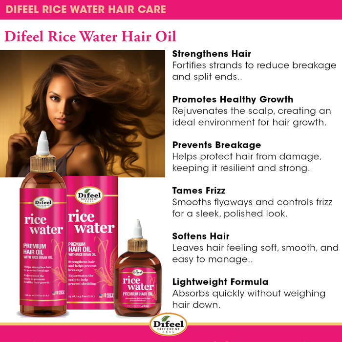 Difeel Rice Water Premium Hair Oil 2.5 oz.