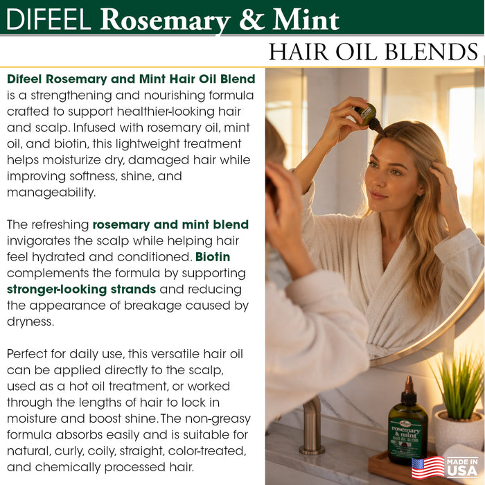 Difeel Rosemary and Mint Infused with Biotin Hair Oil Blend - Large 12 oz.