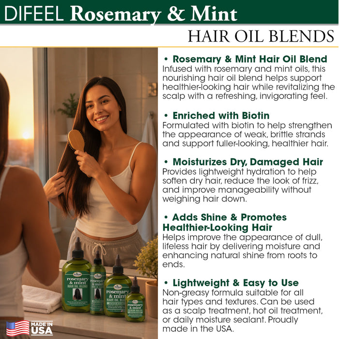 Difeel Rosemary and Mint Hair Oil Blend with Biotin 8 oz.