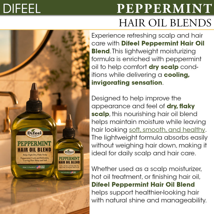 Difeel Peppermint Hair Oil Blend - Travel Size 2.5 oz.