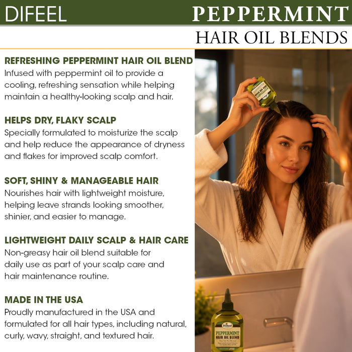 Difeel Peppermint Hair Oil Blend - Travel Size 2.5 oz.