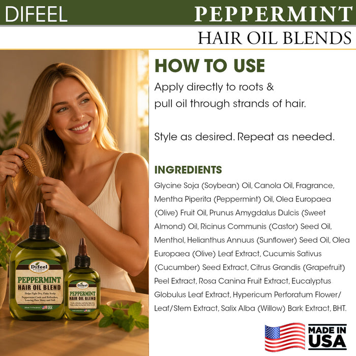 Difeel Peppermint Hair Oil Blend - Travel Size 2.5 oz.