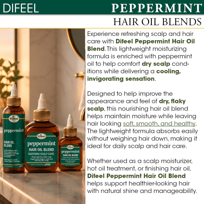 Difeel Peppermint Scalp Care Hair Oil Blend - Travel Size 2.5 oz.