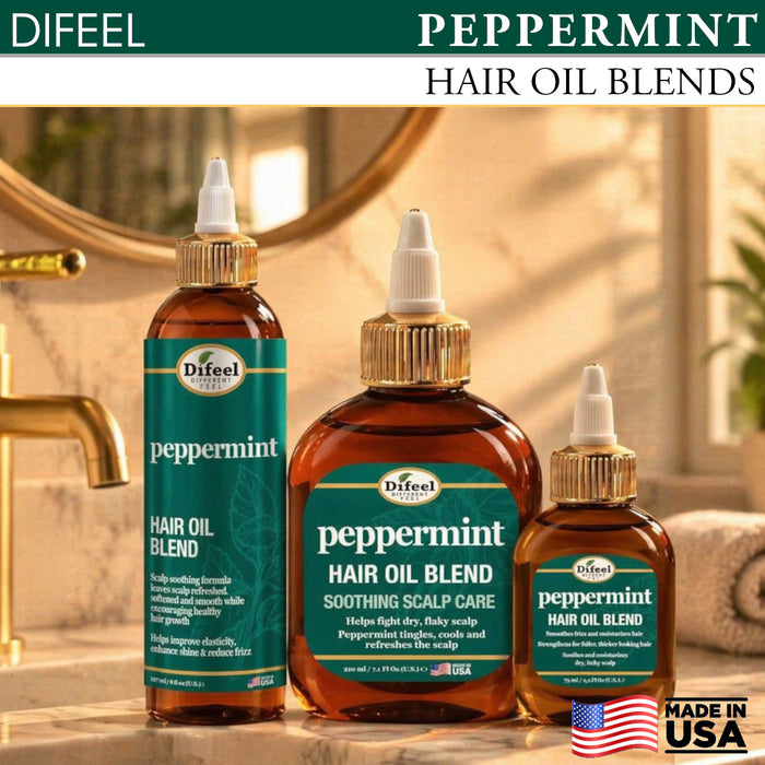 Difeel Peppermint Scalp Care Hair Oil Blend - Travel Size 2.5 oz.