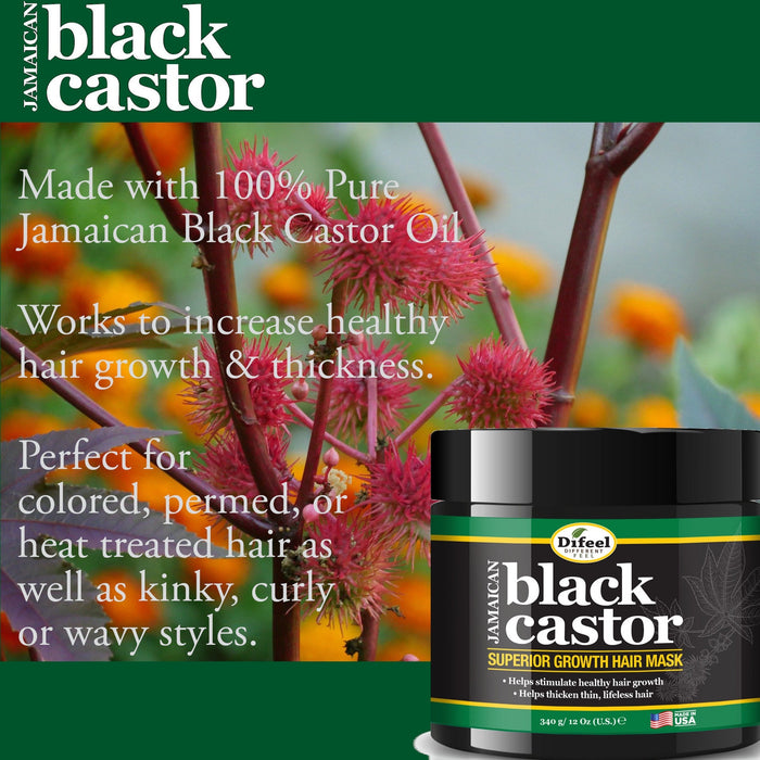 Difeel Superior Growth Jamaican Black Castor 3-PC Hair Care Set - Includes 12 oz. Shampoo, 12 oz. Hair Mask & 2.5 oz. Root Stimulator