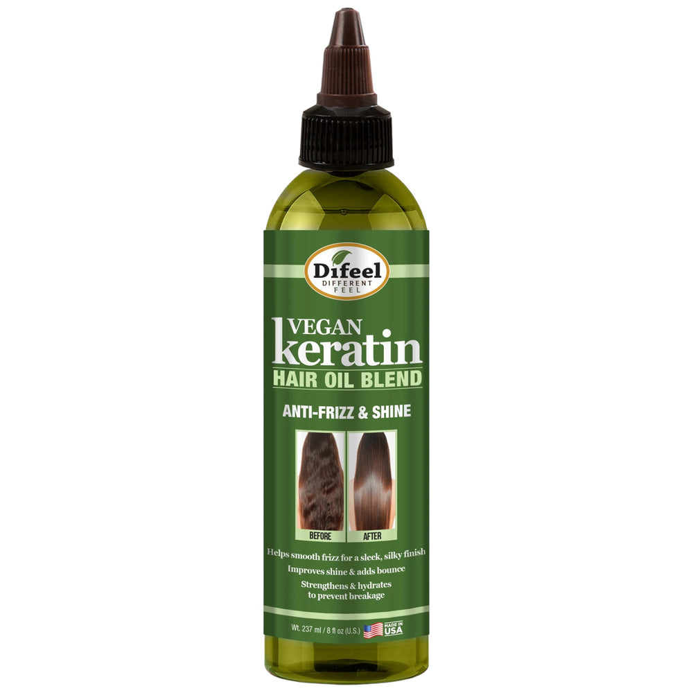 Difeel Vegan Keratin Hair Oil Blend - Anti Frizz & Shine 8 oz.