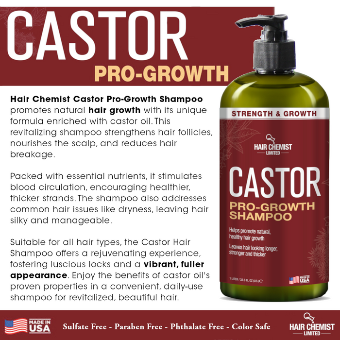 Hair Chemist Castor Pro-Growth Shampoo 33.8 oz. AND Conditioner 33.8 oz. 2-PC Boxed Gift Set