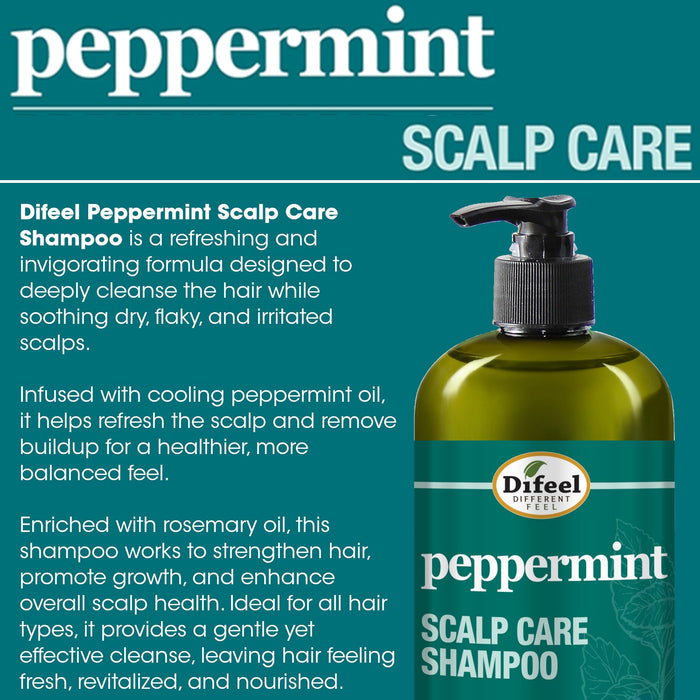Difeel Peppermint Scalp Care Shampoo 12 oz.