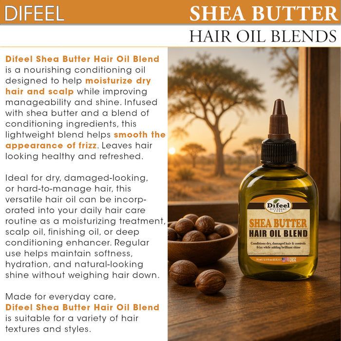 Difeel Mega Care Hair Oil Blend - Shea Butter Oil 1.4 oz.