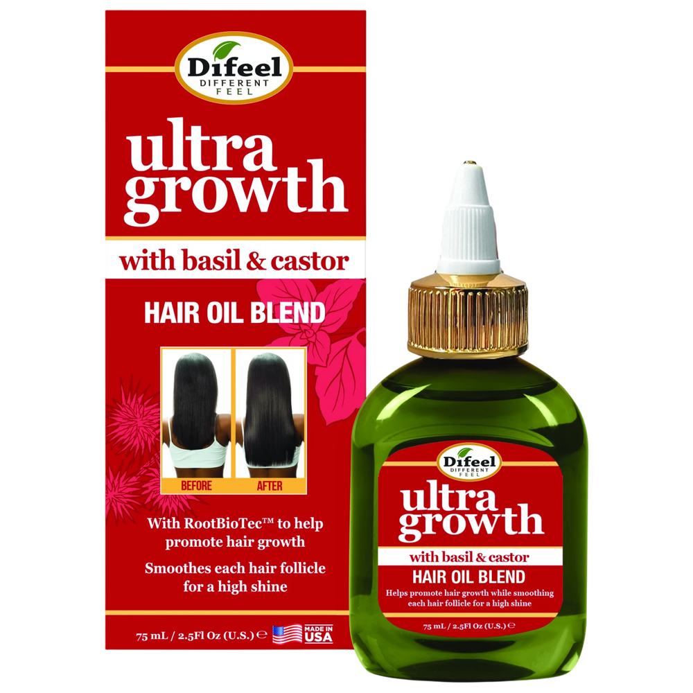 Difeel Ultra Growth Basil & Castor Hair Oil Blend for Growth - Travel Size 2.5 oz.