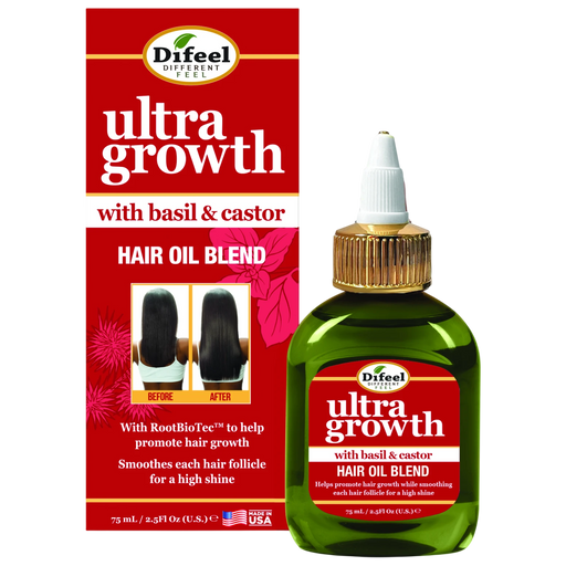 Difeel Ultra Growth Basil & Castor Hair Oil Blend for Growth - Travel Size 2.5 oz.