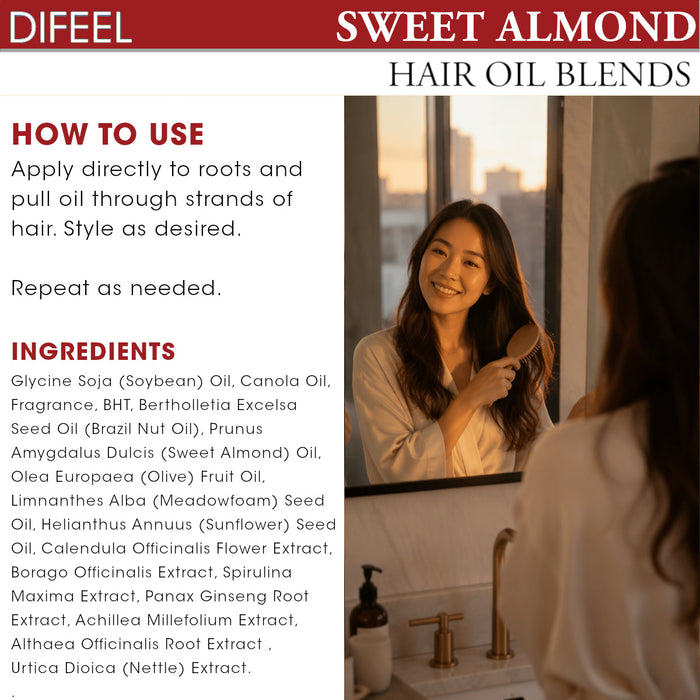 Difeel Sweet Almond Oil Hair Oil Blend  2.5 oz. (PACK OF 2)
