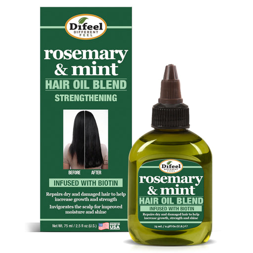 Difeel Rosemary and Mint Hair Oil Blend with Biotin - Travel Size 2.5 oz.