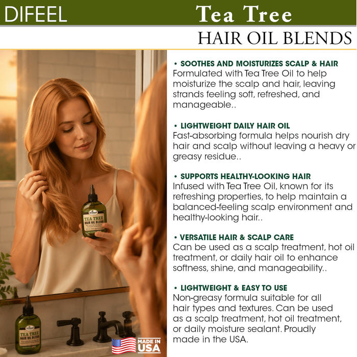 Difeel Tea Tree Hair Oil Blend 7.1 Ounces (PACK OF 4)