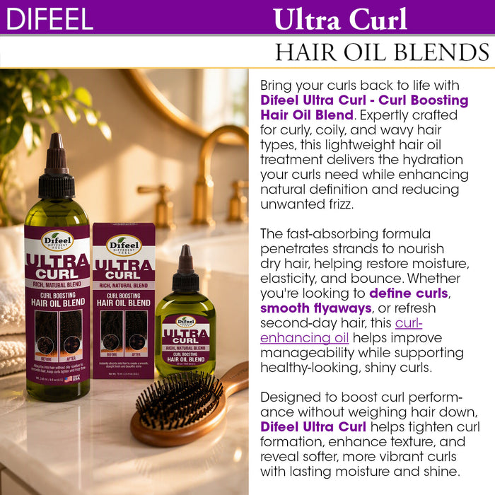 Difeel Ultra Curl Hair Oil Blend - Curl Boosting Hair Oil - Travel Size 2.5 oz.