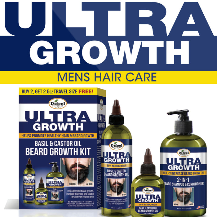 Difeel MENS Ultra Growth Basil and Castor Beard Oil 2.5 oz.